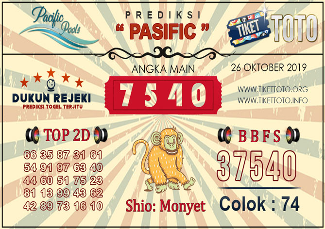 Prediksi Togel PASIFIC TIKETTOTO 26 OKTOBER 2019