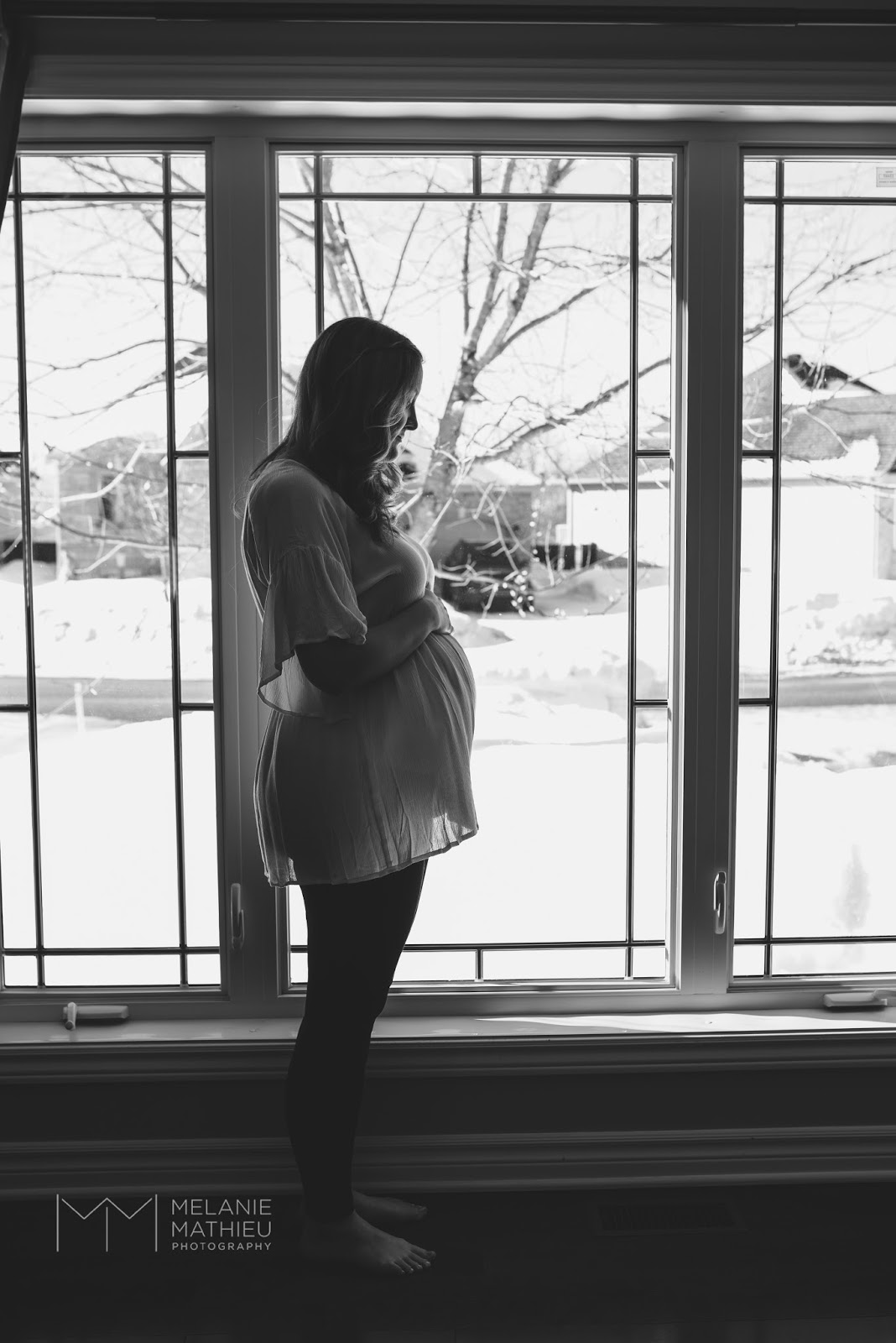 Ottawa maternity photo session black and white portrait of expecting mom's belly