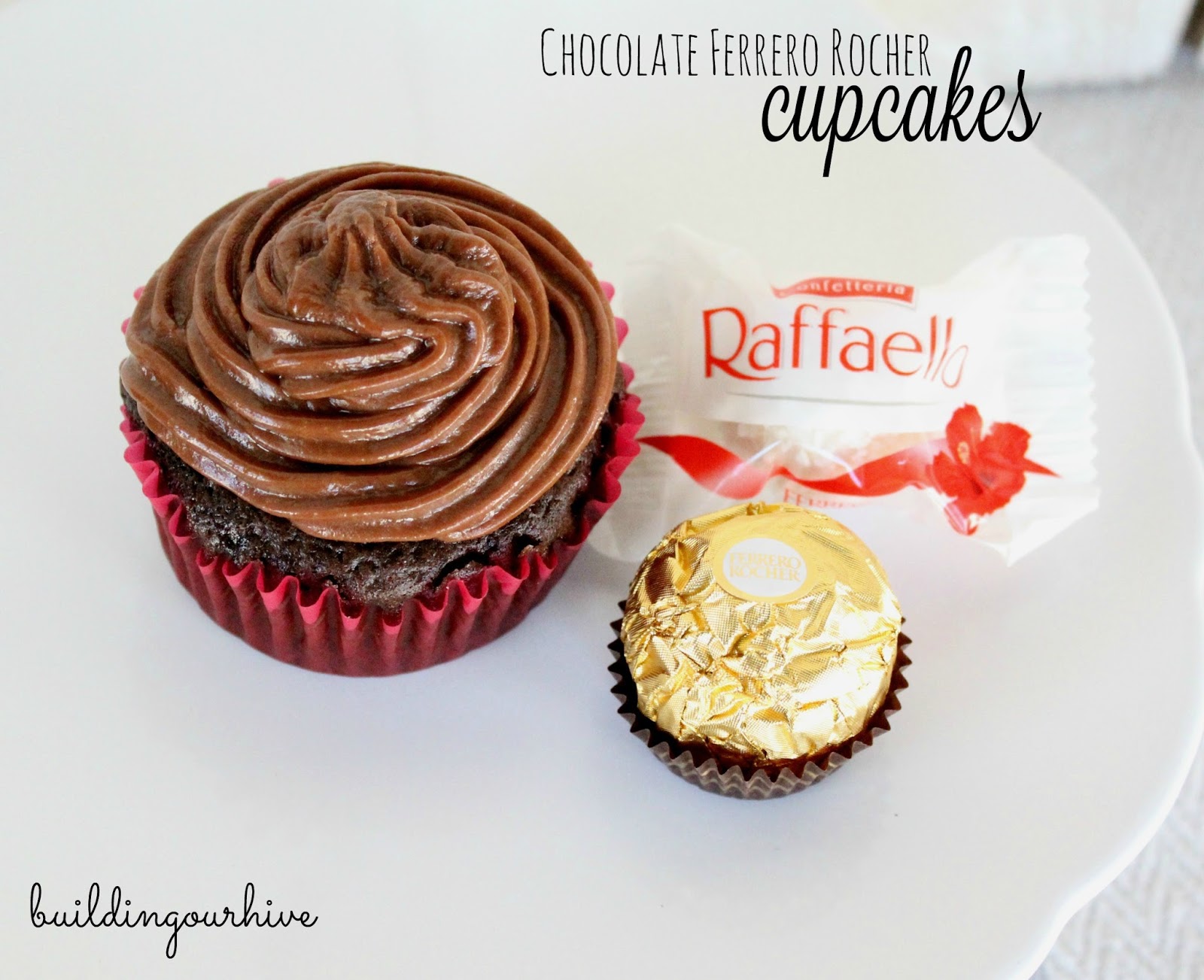 Chocolate Ferrero Rocher Cupcakes with Nutella Frosting