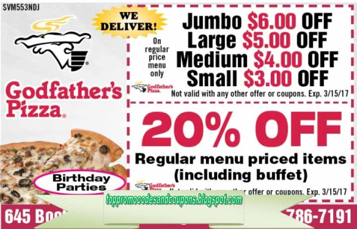 Free Promo Codes and Coupons 2021 Godfathers Pizza Coupons