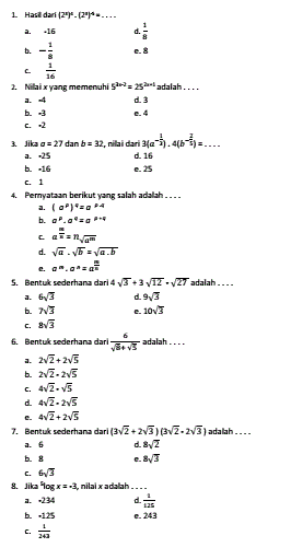 Soal Matematika Farmasi Kunci Dunia