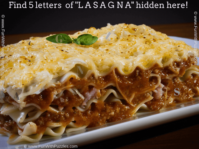 Lasagna Lovers Hidden Letter Puzzle: Spot the Word!