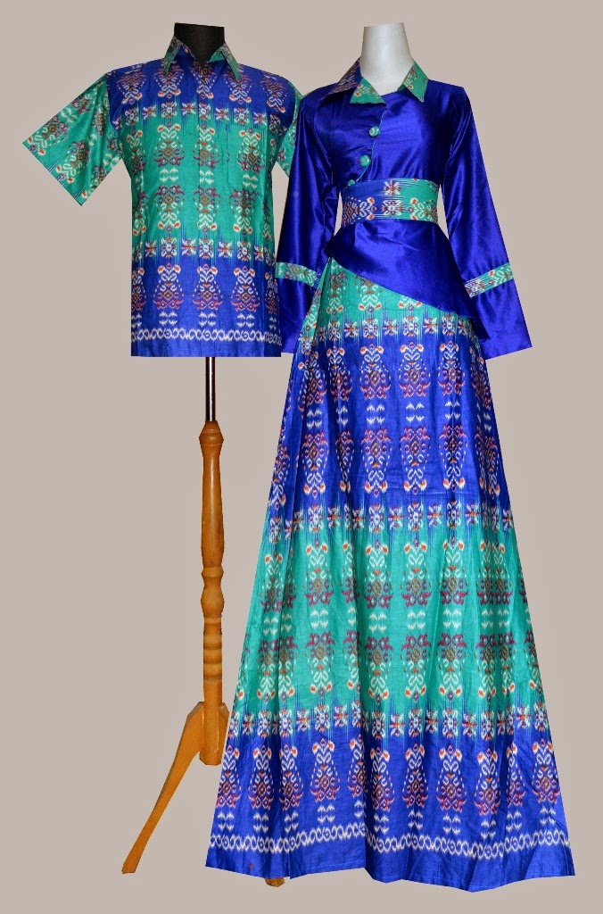 20 Model Busana Muslim Batik Couple Kombinasi Satin 2016 