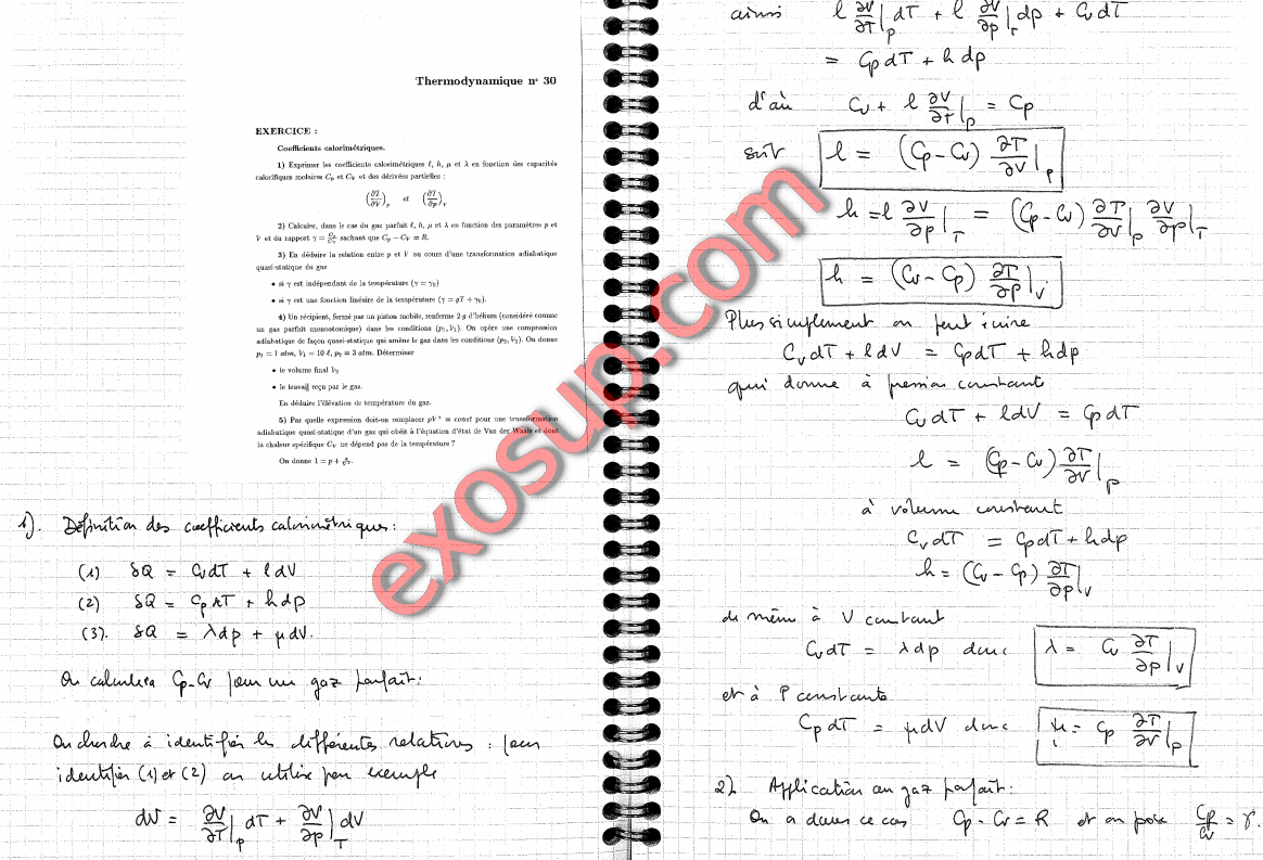 des exercices corrigés thermodynamique 2