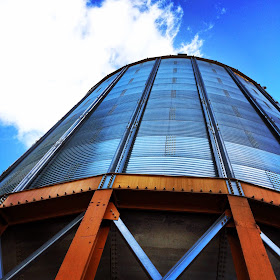 One of the many large silos at the Cajun Country Rice Mill in Crowley, LA