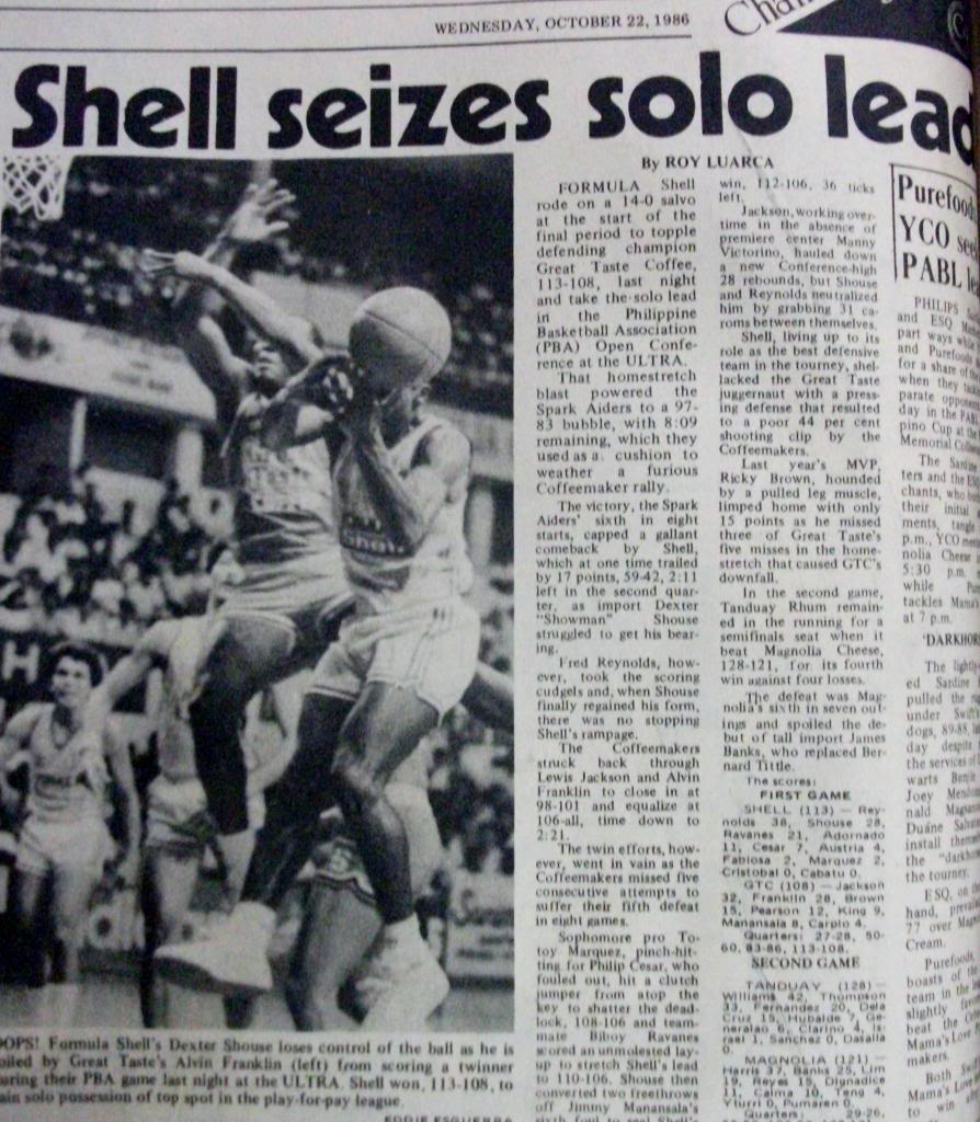 RP Basketball Photos & Articles: 1986 PBA Open (newspaper clips)