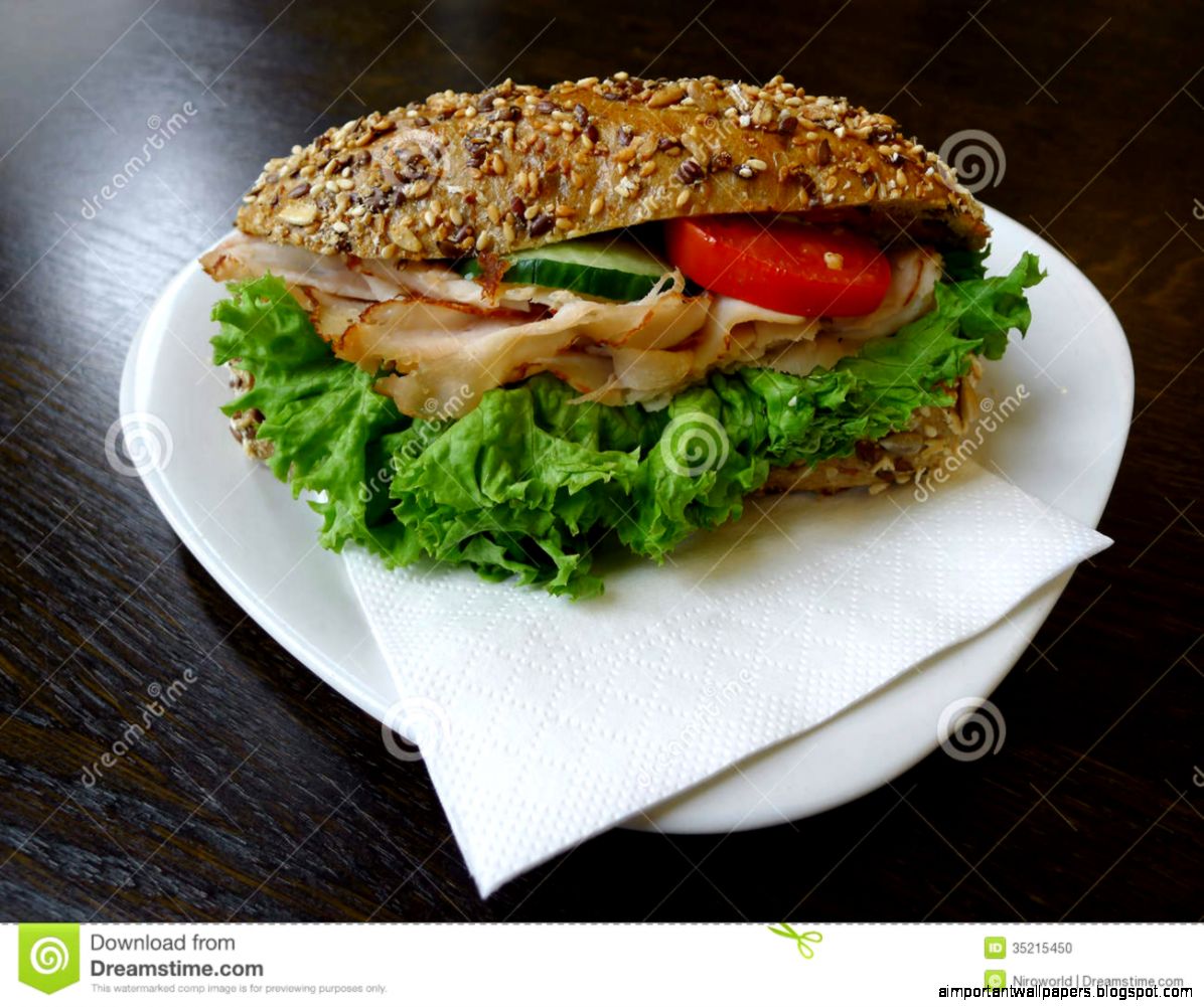 Sandwich On Wooden Table Stock Photo   Image 35215450