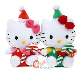 Hello Kitty candy cane plush soft toy for Christmas