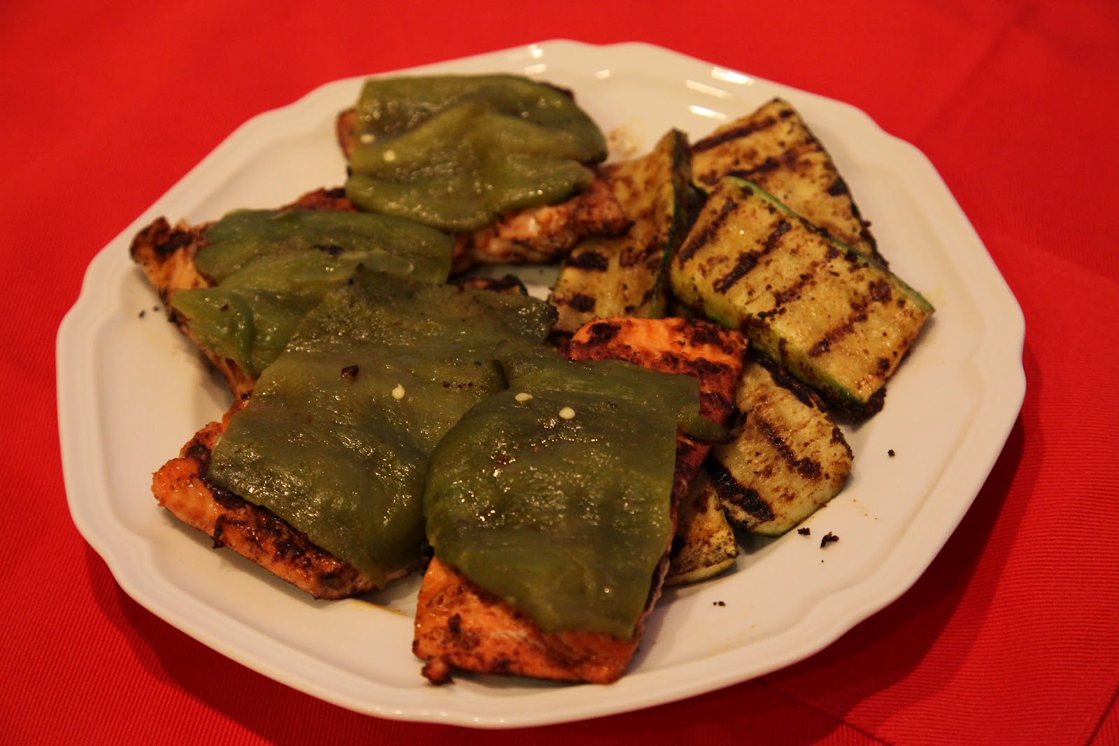 Heart Healthy Gourmet Cooking Ancho Salmon with Hatch Chilies