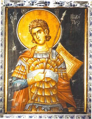 7. Τοιχογραφία του Αγίου Προκοπίου δια χειρός Γεωργίου Καρποντίνη στον Ιερό Ναό Αγίου Ανδρέου Δήμου Αγίας Παρασκευής Αττικής.