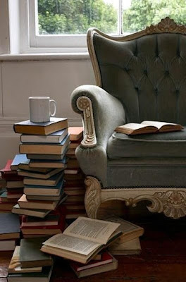 Armchair and books