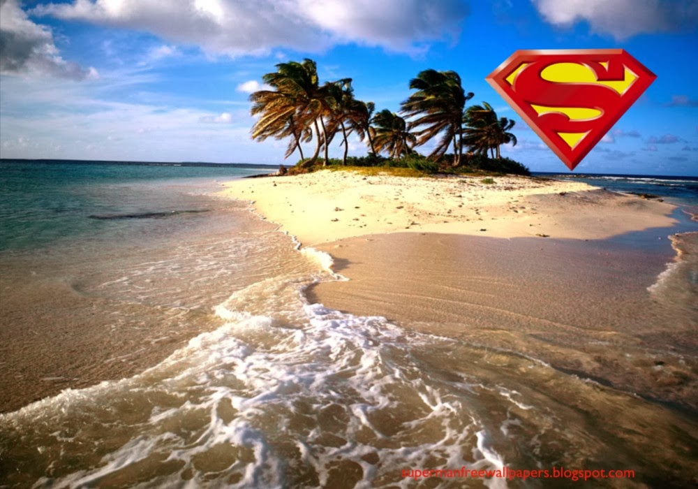 Desktop Wallpaper of Superman Logo at Beautiful Island Desktop wallpaper