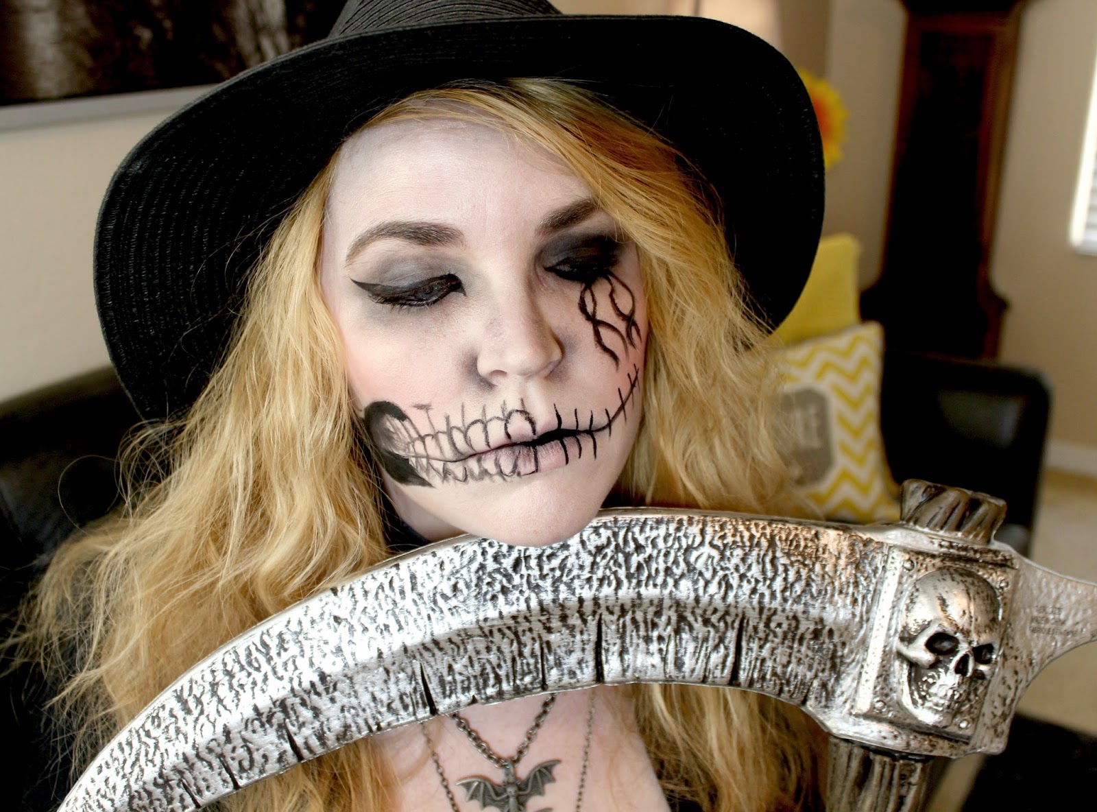 Grim Reaper Halloween Makeup and Costume.