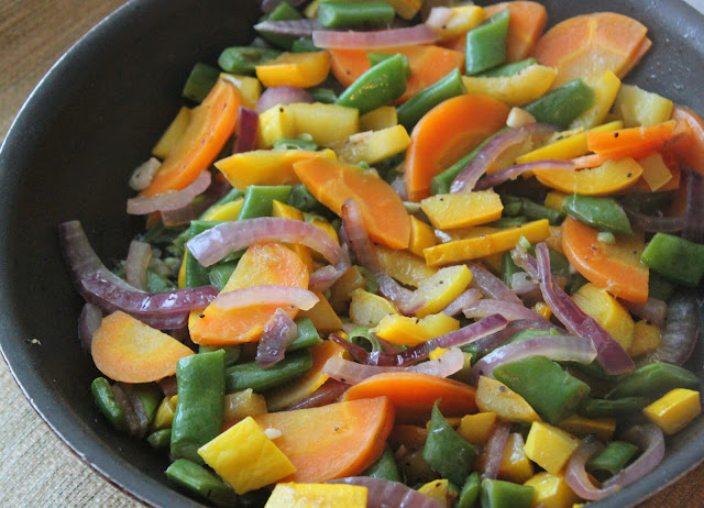 See what colorful side dish we came up with from the fruits of our garden this year!