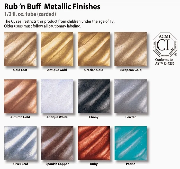 Rub 'n Buff Metallic Wax Finish - Poly Clay Play