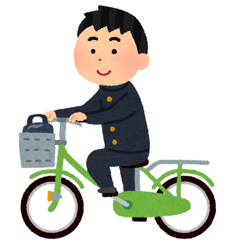 自転車通学のイラスト（男子学生） | かわいいフリー素材集 いらすとや