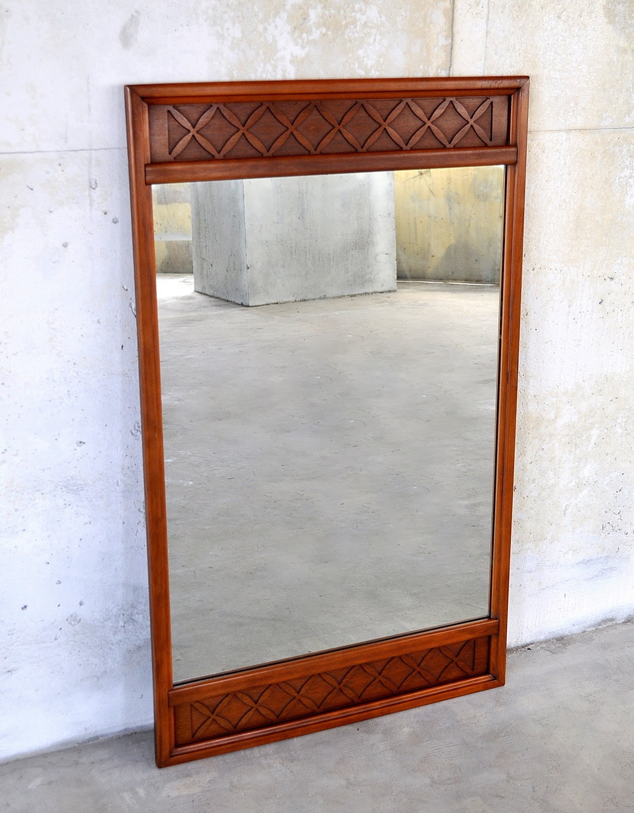 SELECT MODERN: Large Mid Century Modern Walnut Mirror