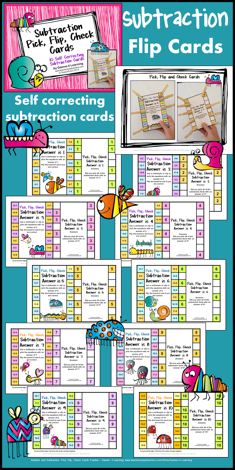 games educational Flip Math Cards Freebies