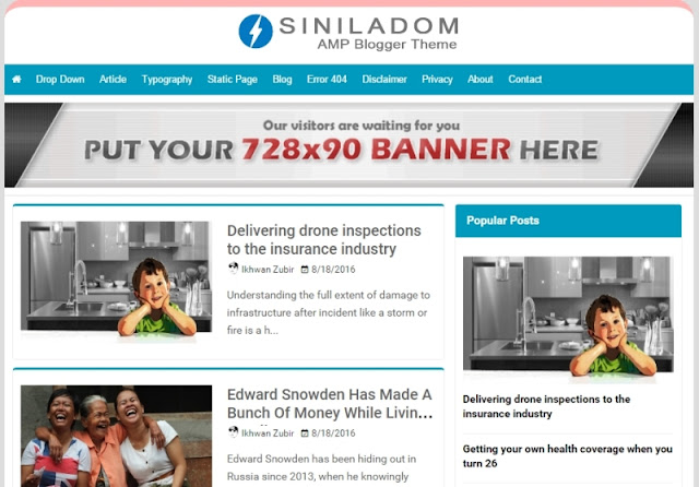 Siniladom Free AMP Blogger Template