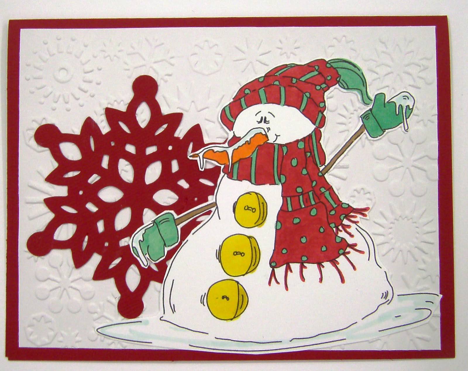 Inkling to stamp sassy cheryls challenge 95 snowman with a die cut