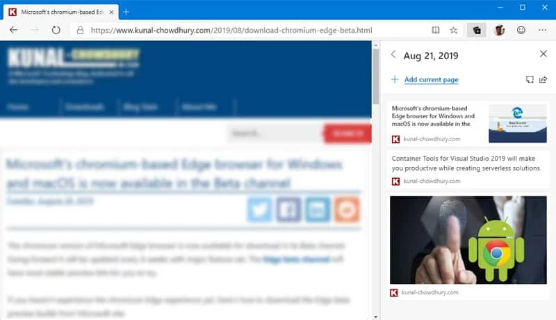 Microsoft's chromium Edge is getting Collections feature on Windows 10