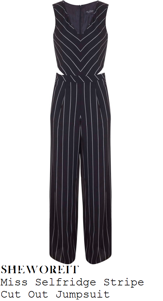 kimberley-walsh-black-and-white-stripe-print-cut-out-jumpsuit