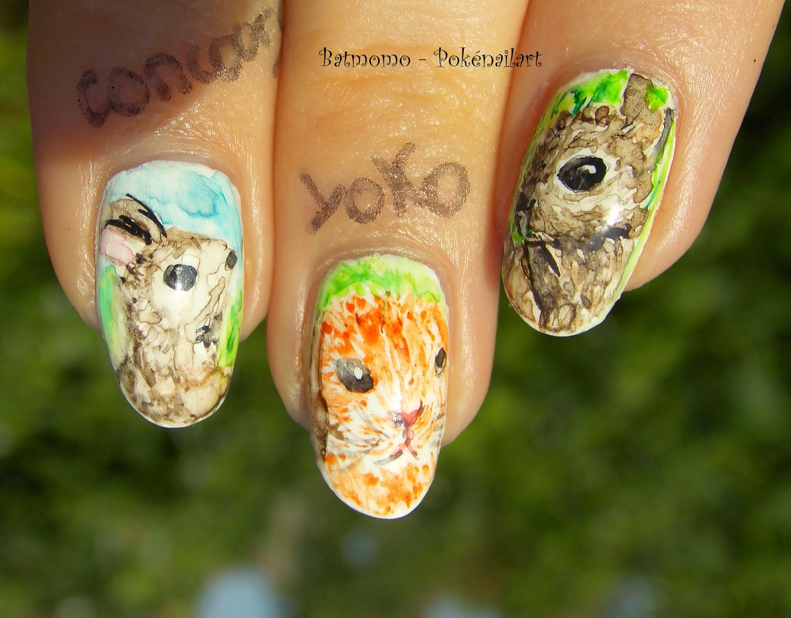 Pokénailart: Concours Douceur by Yoko - watercoloured rabbits