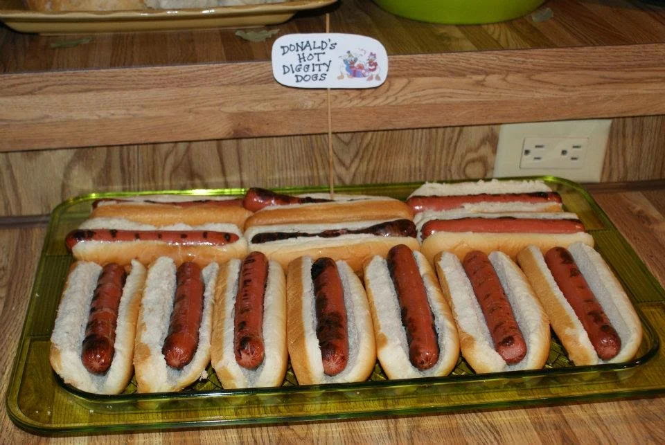 Donald's Hot Diggity Dogs for a Mickey Mouse themed birthday party!