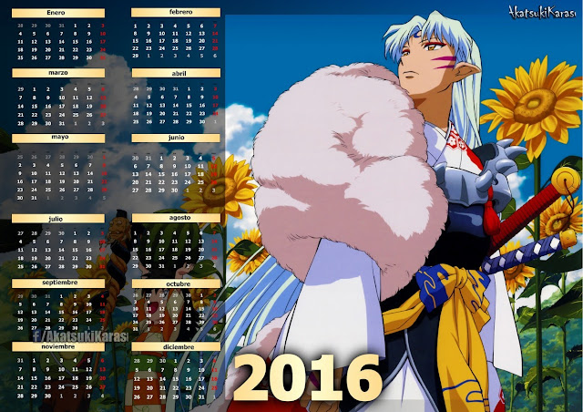 calendario 2016 inuyasha