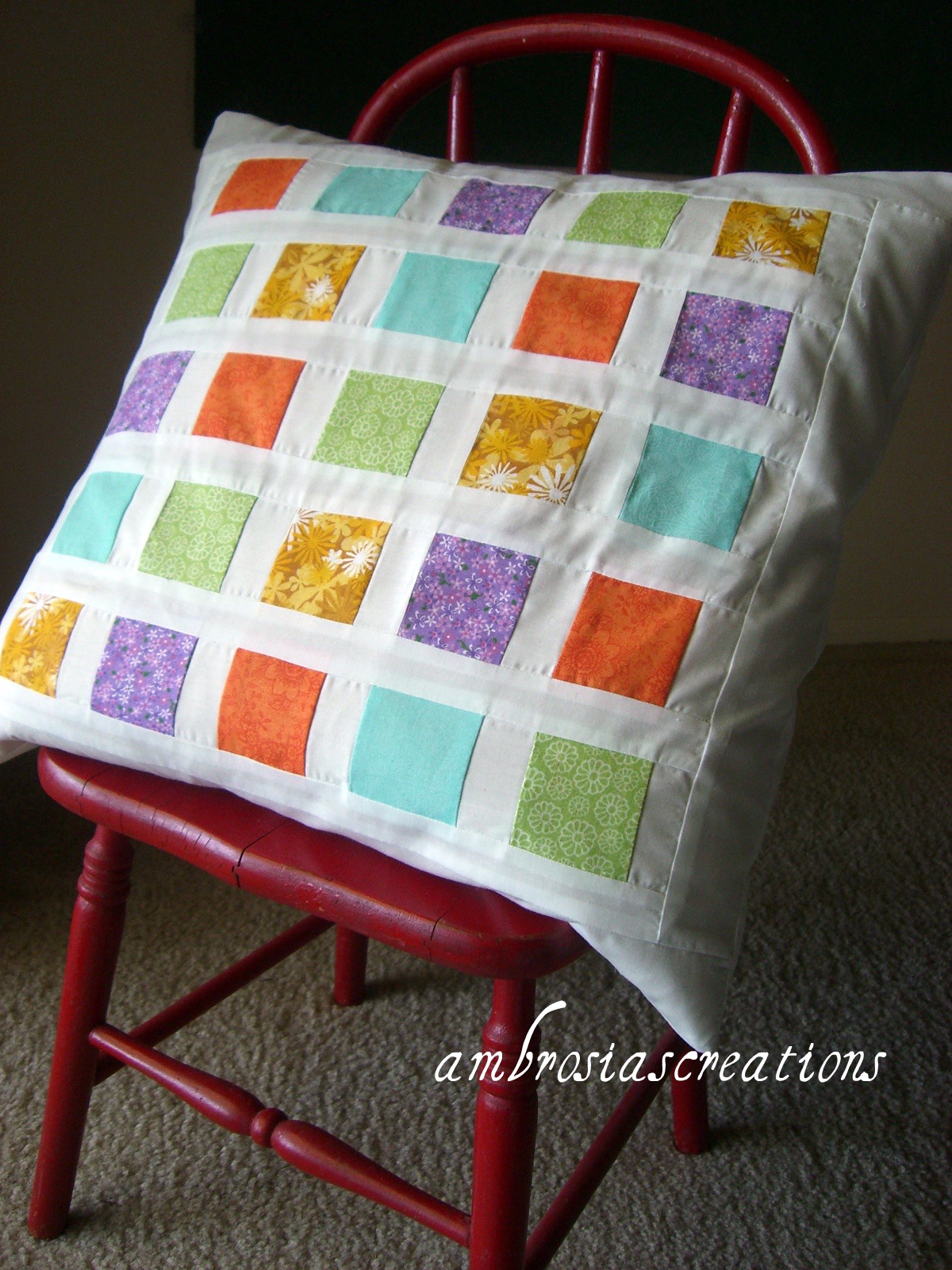 Ambrosia's Creations Tutorial Scrappy Patchwork Pillow Cover