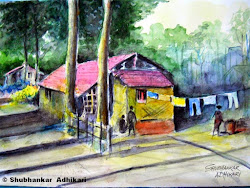 village indian painting scene watercolour adhikari watercolor shubhankar scenes artworks