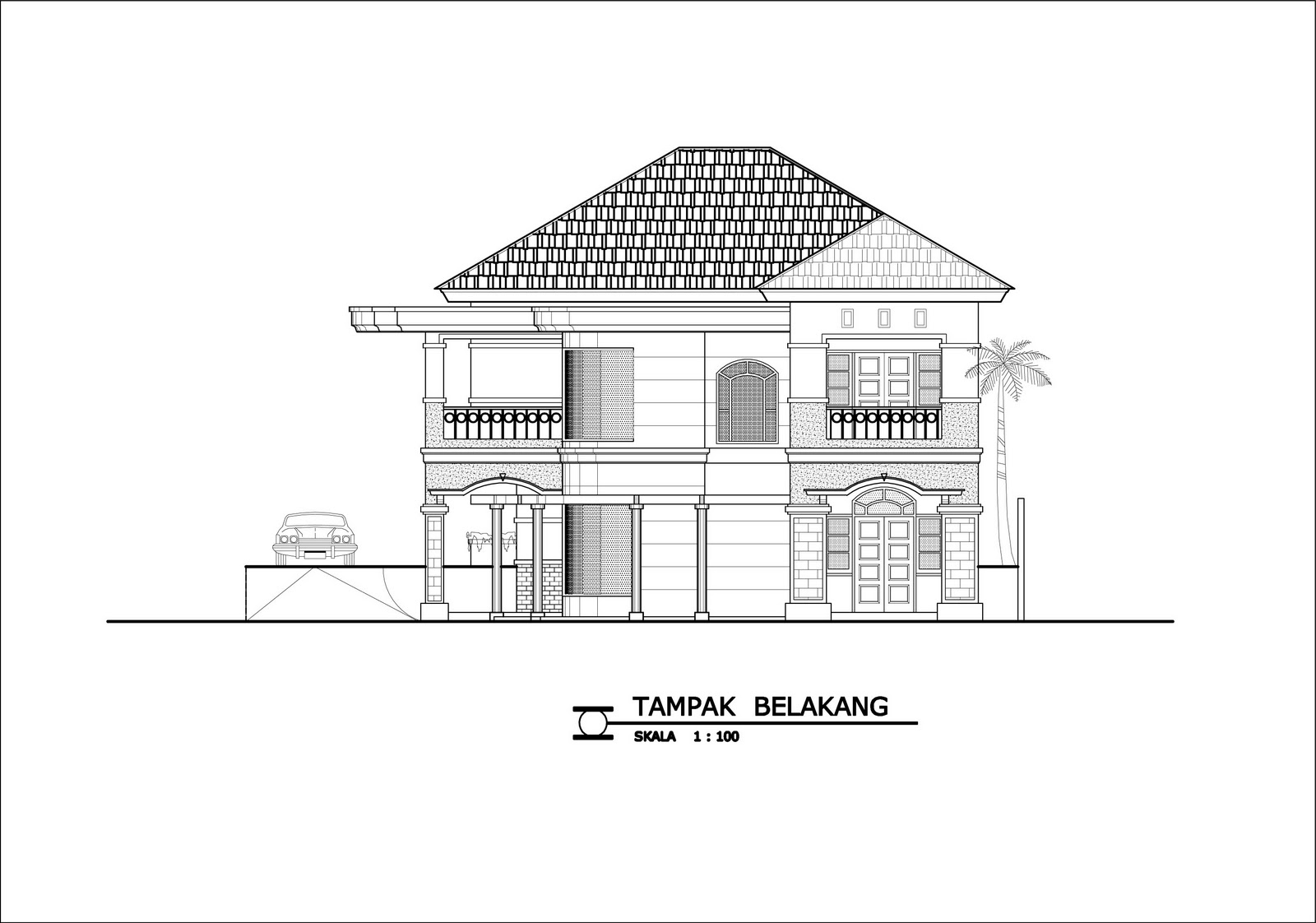 Panduan Bangunan Rumah  Contoh Desain Rumah  DENAH  RUMAH  DI TANAH BERKONTUR TIPE 336 m2