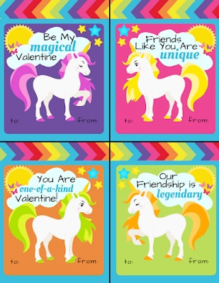 free printable unicorn valentines
