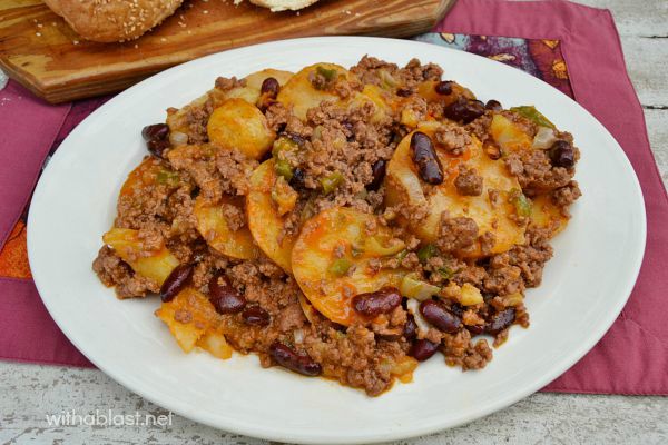 This Chili Cowboy Casserole is a no-fuss, delicious Slow-Cooker meal ~ smells amazing ! and tastes even better !