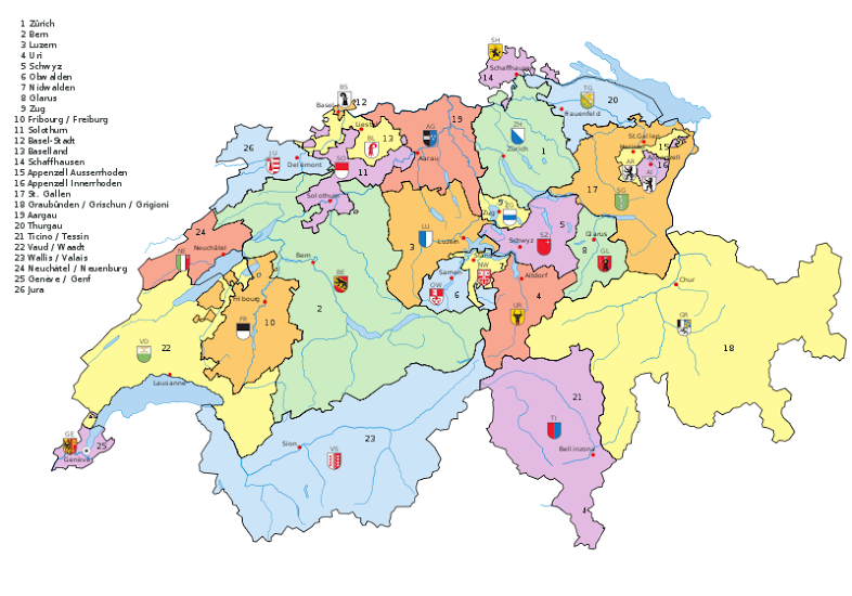 Pembagian wilayah administratif Swiss Pembagian wilayah administratif Swiss