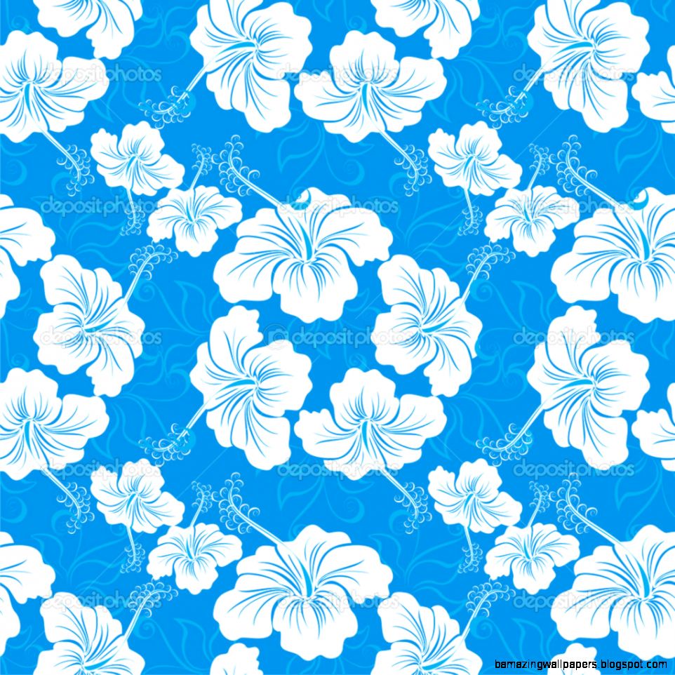 Seamless background with hibiscus flower Hawaiian patterns