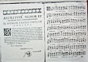 The opening pages to a Rossi score for a madrigal  played in Venice in 1628