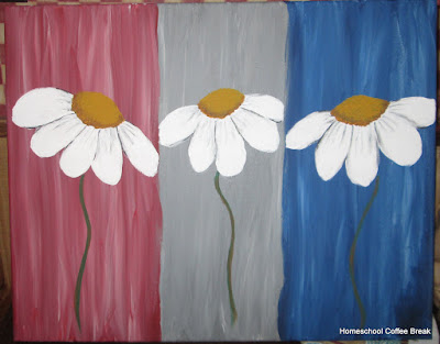Painted Daisies on the Virtual Refrigerator art link-up hosted by Homeschool Coffee Break @ kympossibleblog.blogspot.com #art  #VirtualFridge