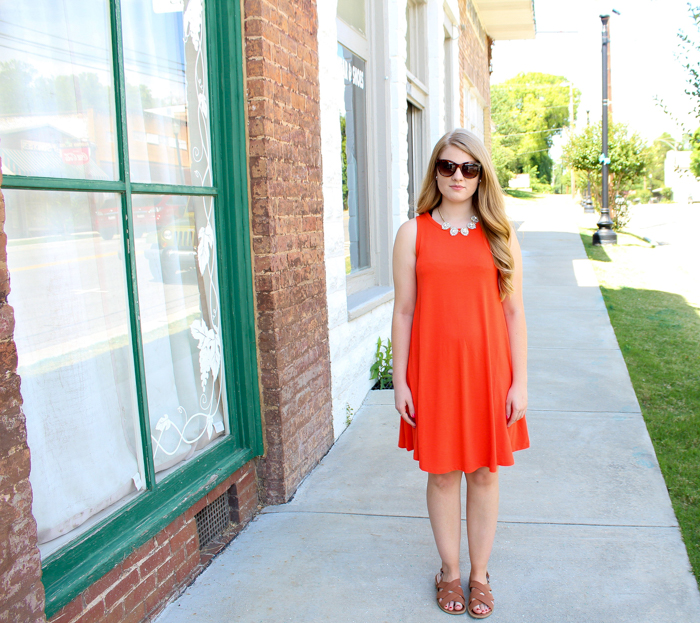 orange swing dress