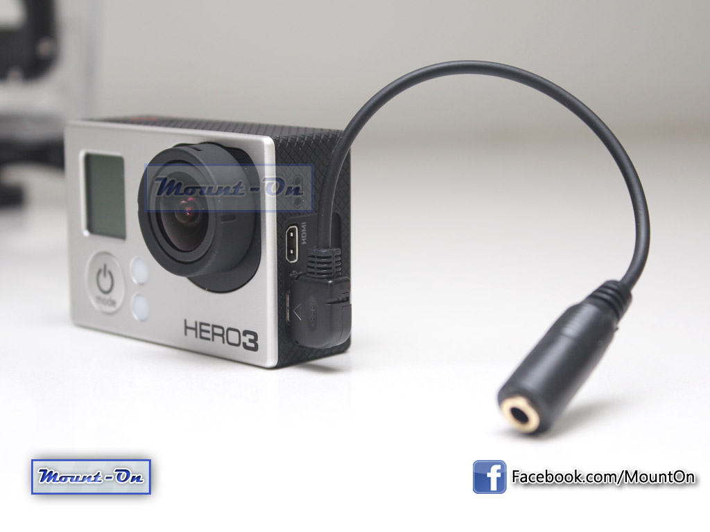 Action Sport Camera Gear GoPro Hero 3 Compatible 3.5mm Mic Adapter