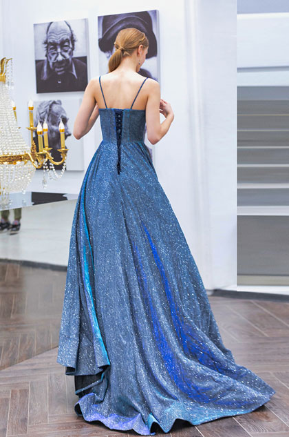 fashion blue prom dress