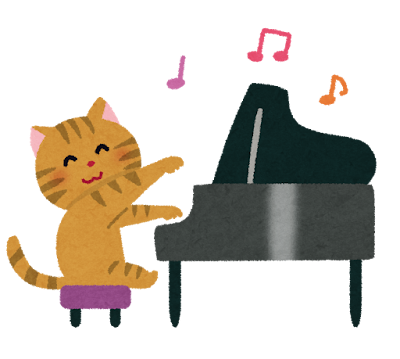 ピアノを弾く猫のイラスト