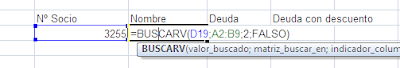 Ejemplo de consulta de datos en Excel con función Buscarv