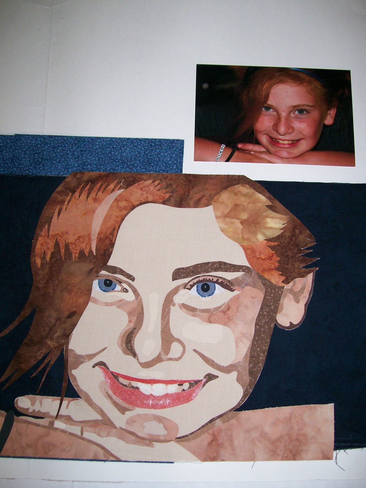 Dorothy and the Land of Quilts Portrait Quilt in progress