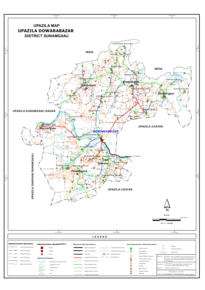 Dowarabazar Upazila Map Sunamganj District Bangladesh