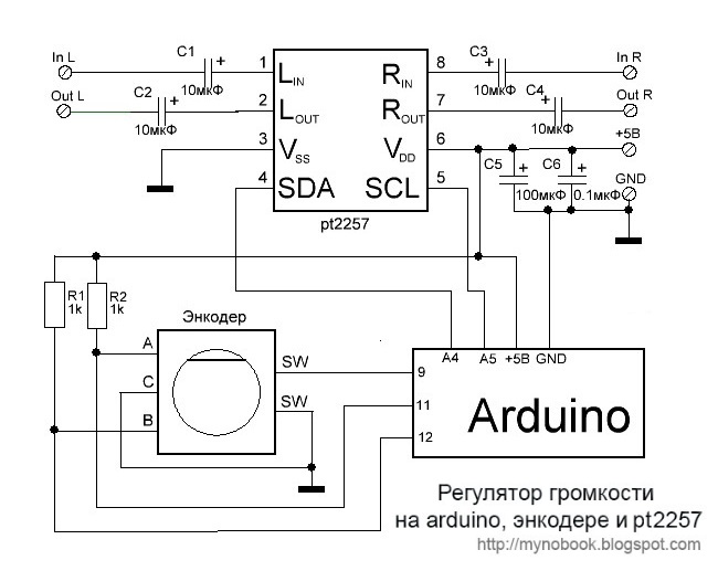 Моя записная книжка: Регулятор громкости: Arduino, энкодер и pt2257 ...