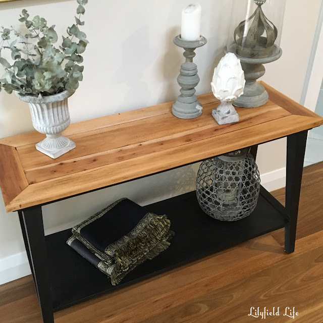 Modern timber console painted jet black chalk paint by Lilyfield Life