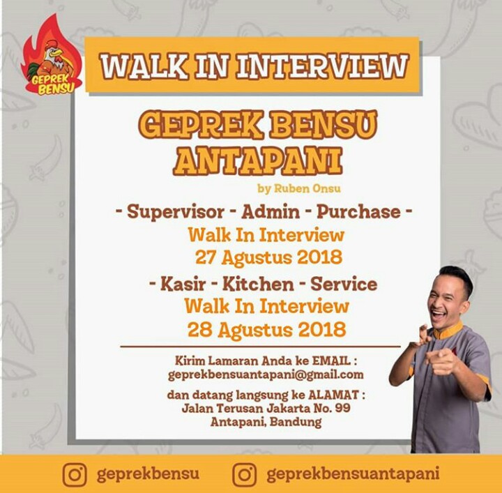 Walk In Interview Geprek Bensu Bandung