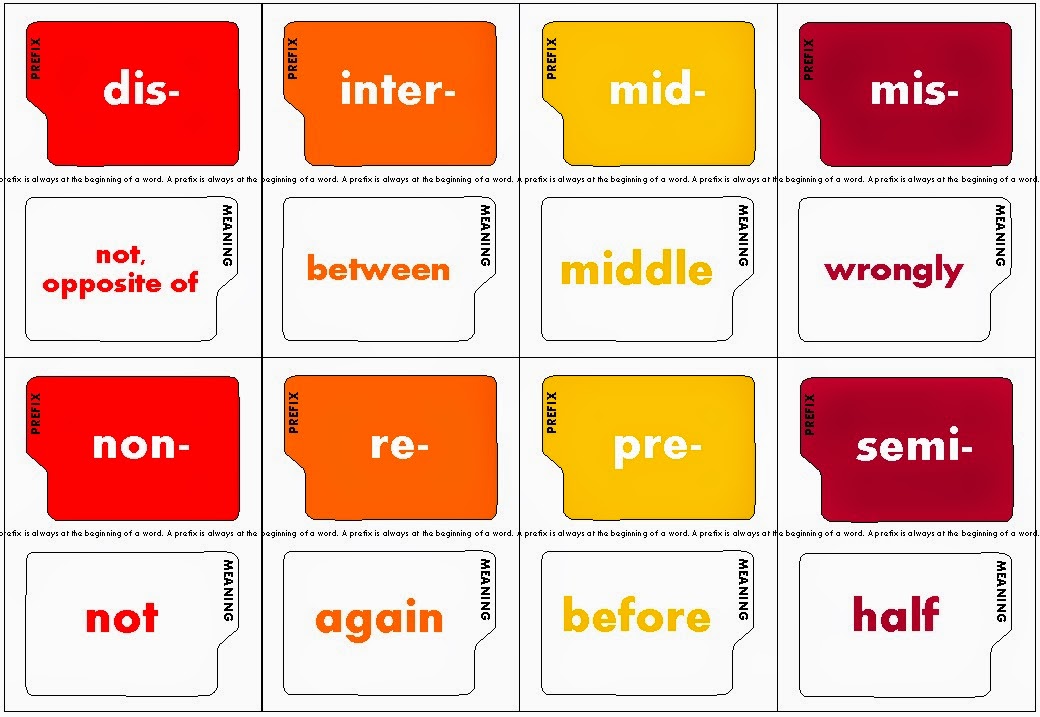 Prefix Suffix Flash Cards Printable Free