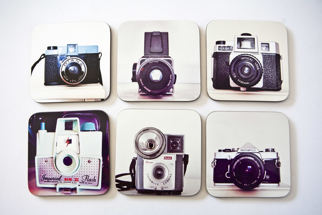 vintage camera coasters